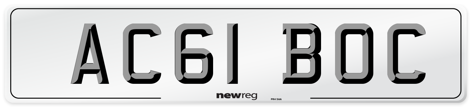 AC61 BOC Number Plate from New Reg